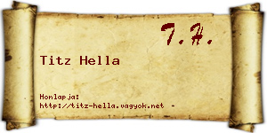 Titz Hella névjegykártya